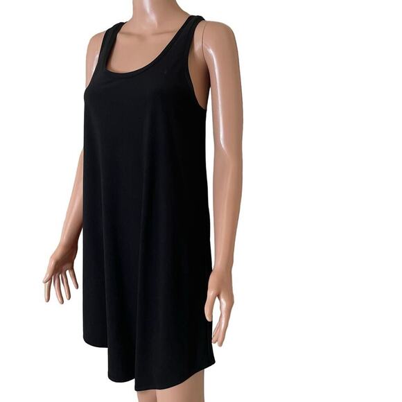 Leith shift sheath dress black spandex slinky wrinkle resistant halter neck SM - Picture 3 of 12